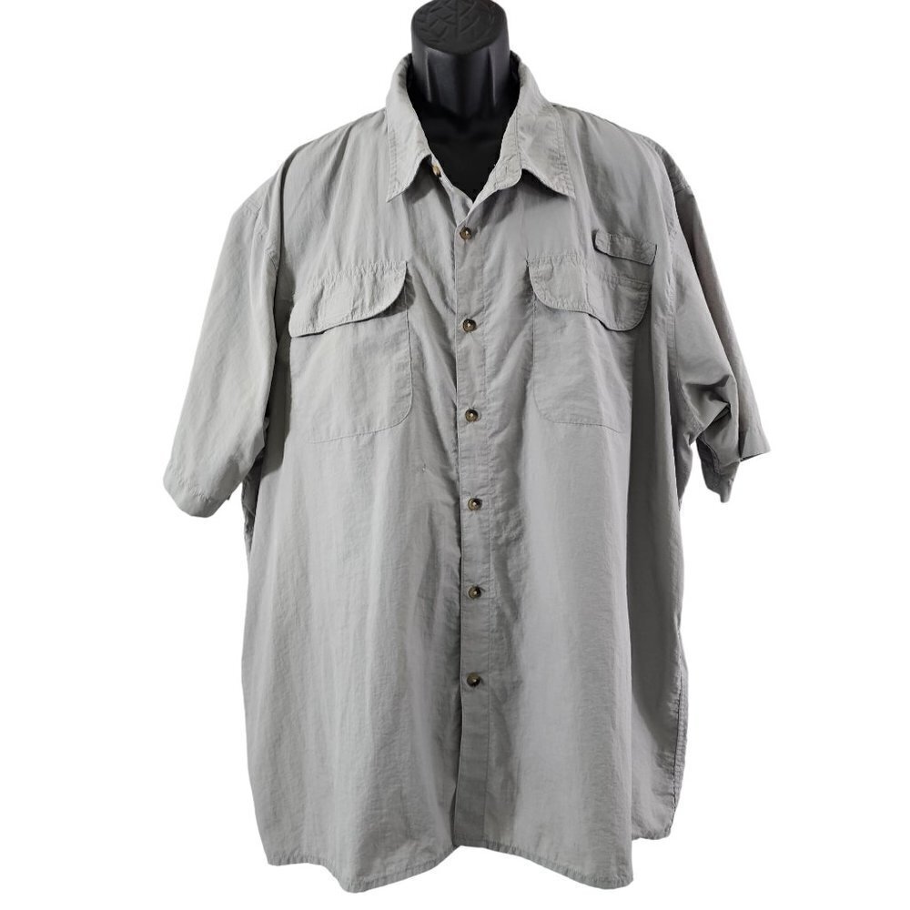 Wrangler Outdoors Men’s Size 3X Gray Short Sleeve Button Down Shirt**